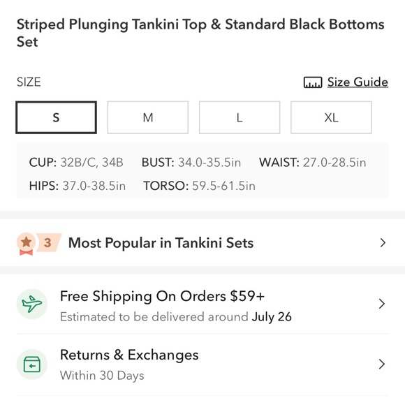 👙 Cupshe Striped Tankini with Black Bottoms - Picture 5 of 8